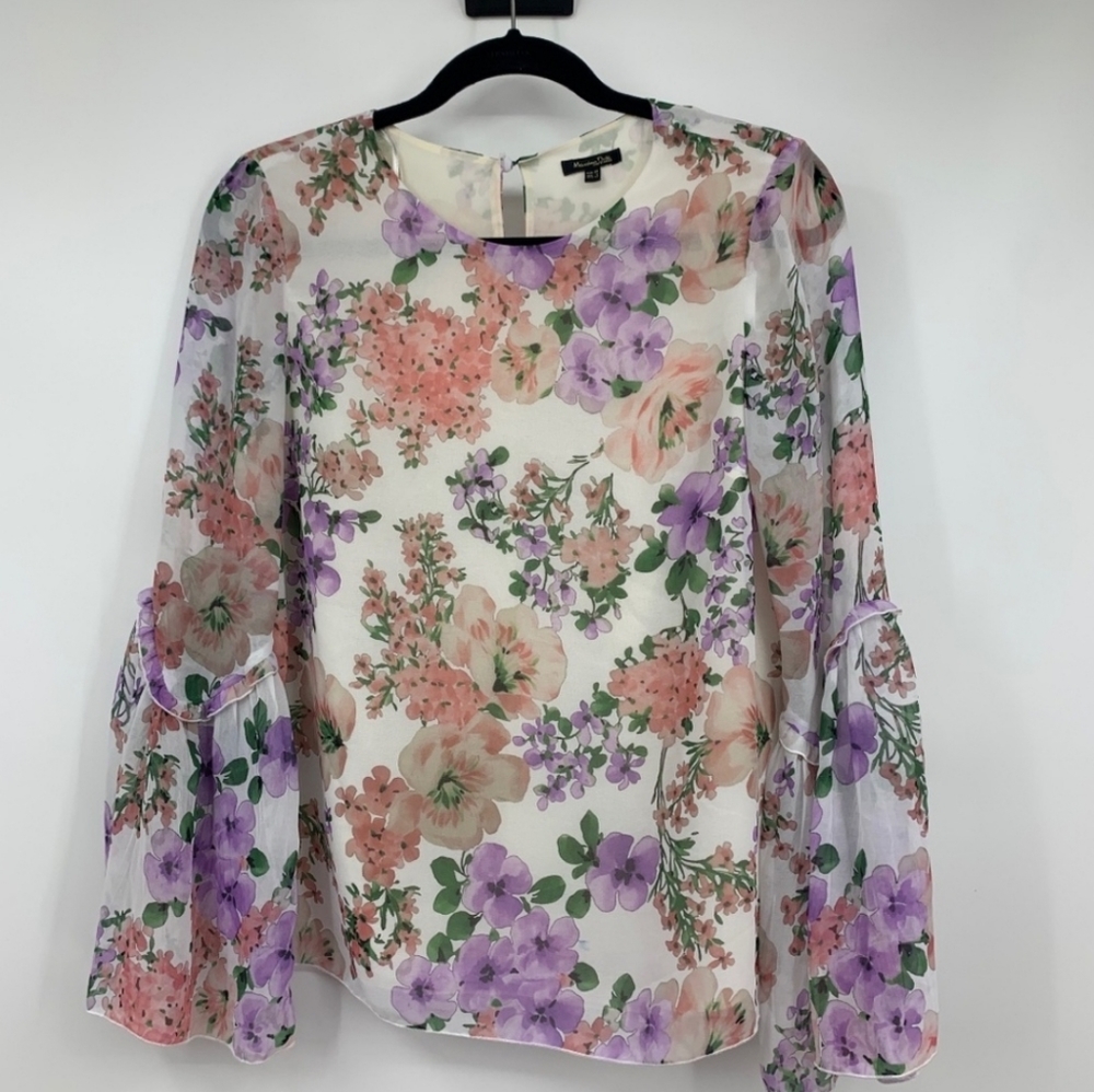 Mossimo Dutti womens 6 blouse floral violet flowy